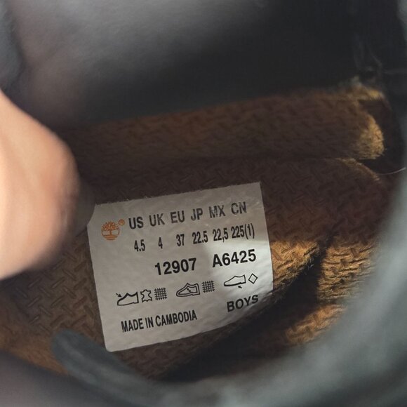 Timberland Black Suede Premium 6-Inch Boot Lace Up Boys Big Kids Size US 4.5 - Picture 8 of 12